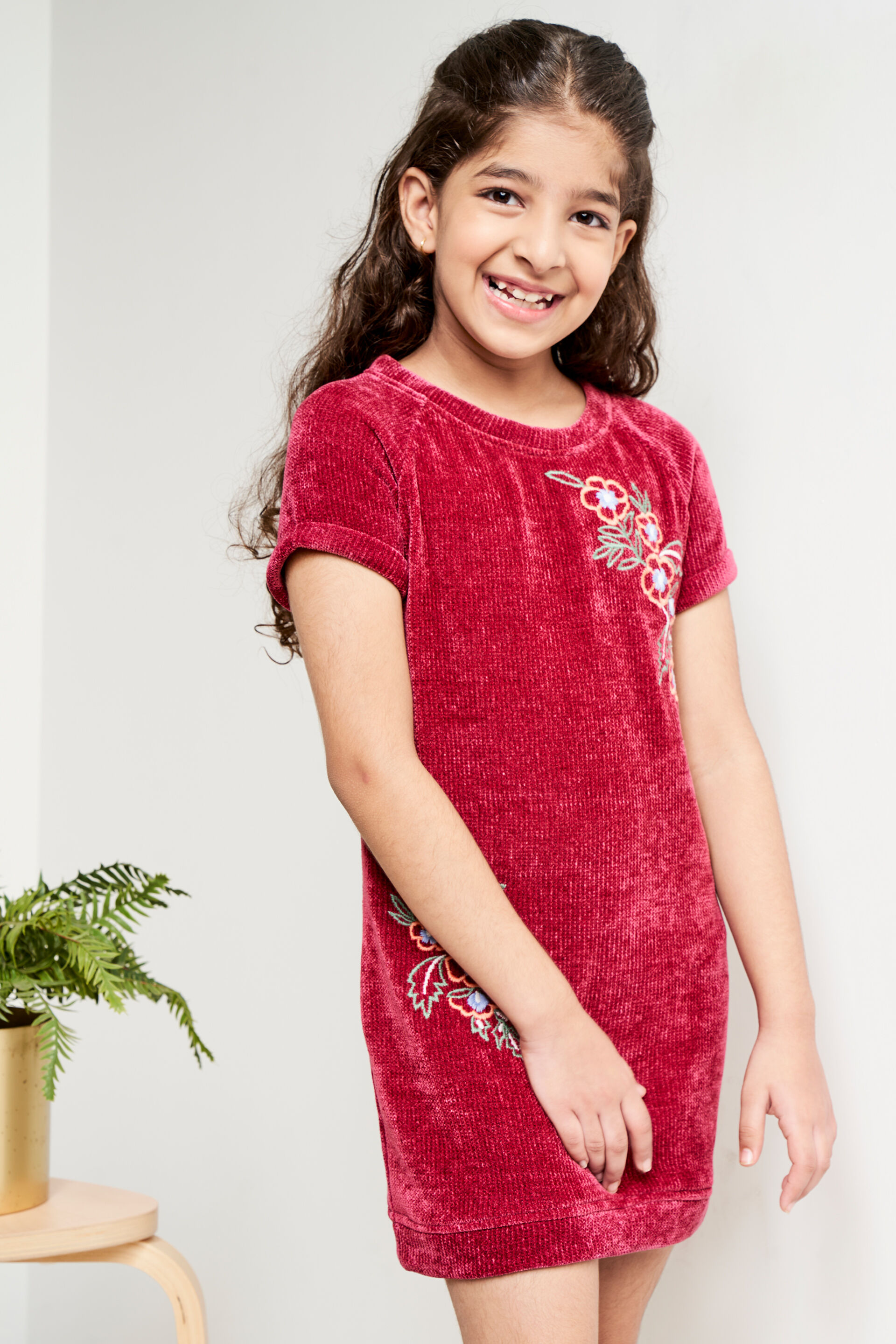 Maroon Solid Straight Dress, Maroon, image 2